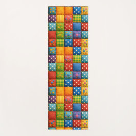 Helles Patchwork Quilt Design in Regenbogenfarben Yogamatte