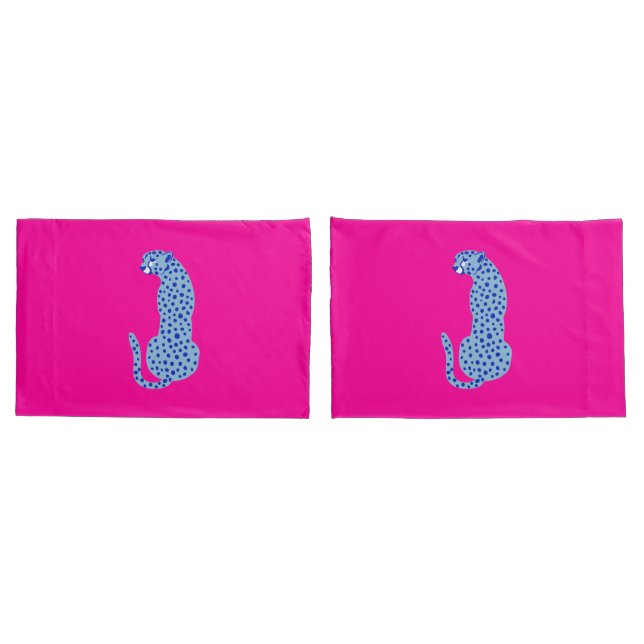 Helles Pink & Blue Modern Cheetah Kissen Case Set Kissenbezug (Rückseite-Set)