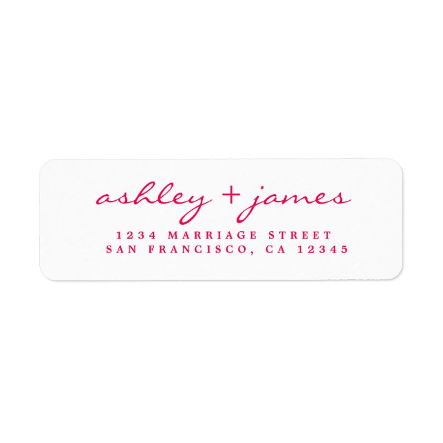 Helles Pink Script Elegant Hochzeit Rücksendeadres (Vorne)