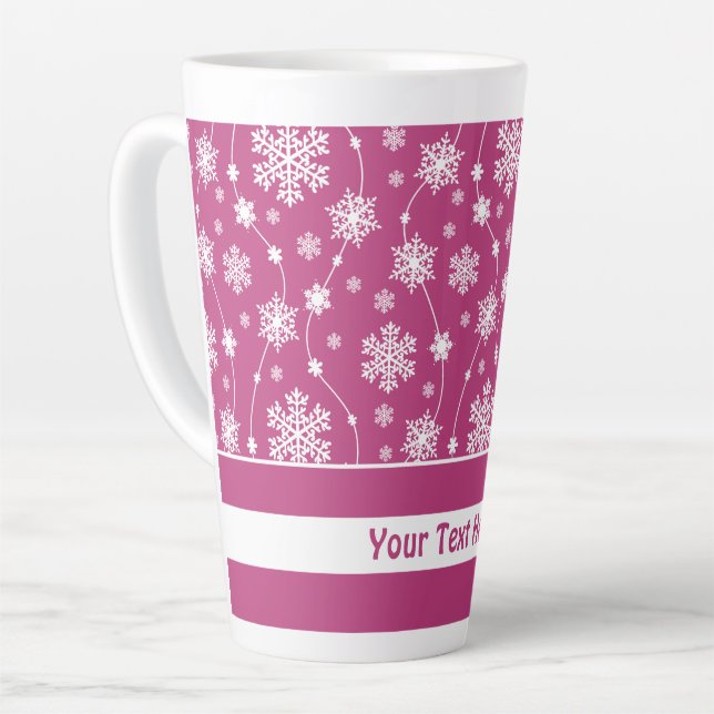Helles Pink und Winter White Snowflake Muster Milchtasse (Linke Ecke)