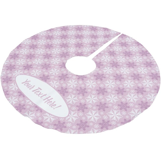 Helles Pink und Winter White Snowflake Muster Polyester Weihnachtsbaumdecke (Schrägansicht)