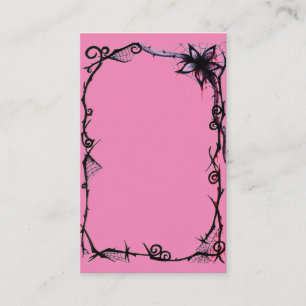 Helles Pulver Rosa mit Goth Scroll Schwarze Rose Visitenkarte
