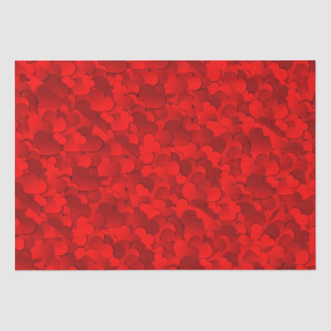 Helles Red-Burgund Herz Valentine Tissue Seidenpapier (Vorderseite)