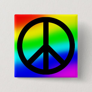 Helles Regenbogen-Friedenssymbol Button