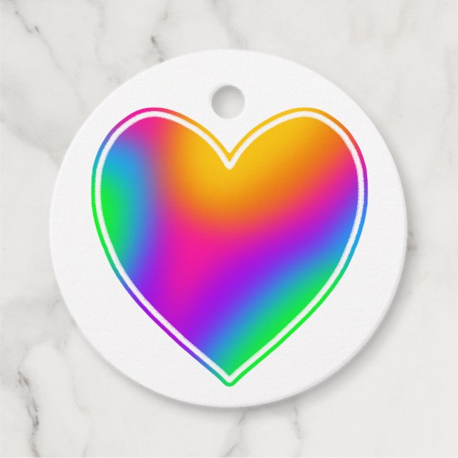 Helles Regenbogenherz Geschenkanhänger (Vorderseite)