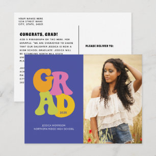 Helles Retro Design 2024 Foto Abschluss Postkarte