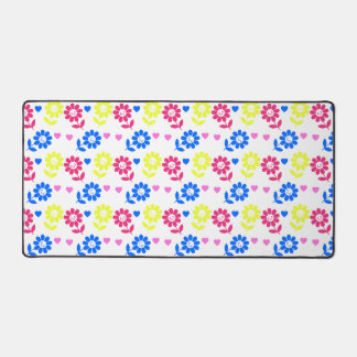 Helles Retro Floral Muster mit Herz Schreibtischunterlage
