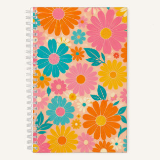 Helles Retro-Gänseblümchen-Blumen-Notizbuch Notizbuch