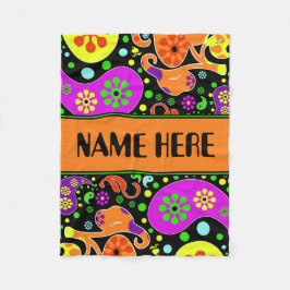 Helles Retro Paisley Pattern Individuelle Name Bla Fleecedecke