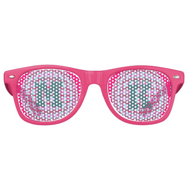 Helles Rosa/Aqua X Muster Globe Design mit Monogra Sonnenbrille (Vorderseite)