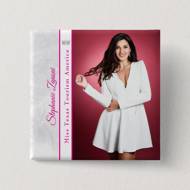 Helles Rosa Eis-Pageant-Schärpe Button Pin (Vorderseite)