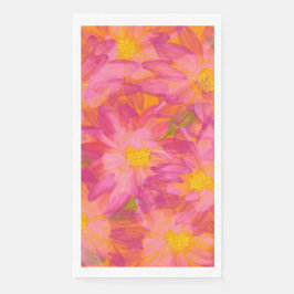 Helles Rosa Florals auf orangefarbenem Hintergrund Serviette