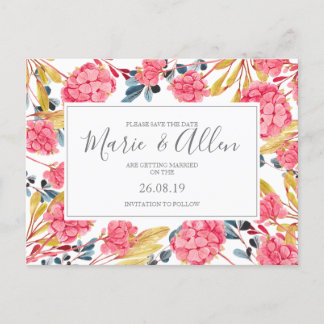 Helles Rosa Florals Save the Date Postkarte
