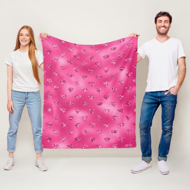 Helles rosa Glam Funkelnd Diamantmuster Fleecedecke (Beispiel)