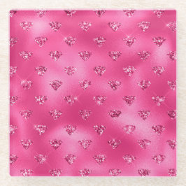 Helles rosa Glam Funkelnd Diamantmuster Glasuntersetzer