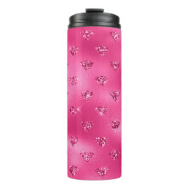 Helles rosa Glam Funkelnd Diamantmuster Thermosbecher