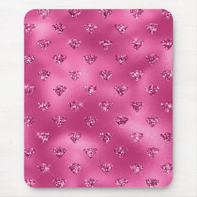 Helles Rosa Glam Funkelnde Diamanten Mousepad (Vorne)
