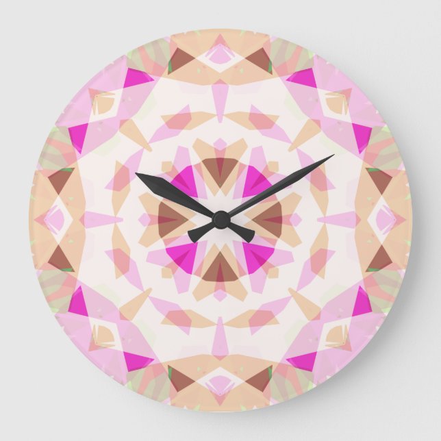 Helles Rosa Herbst Braun-Star Dopamin Dekoration A Große Wanduhr (Vorderseite)