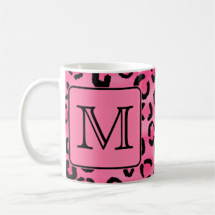 Helles rosa Leopard-Druck-Gewohnheits-Monogramm Kaffeetasse