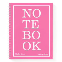 Helles Rosa modernes großes "NOTIZBUCH" Notizbuch