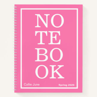 Helles Rosa modernes großes "NOTIZBUCH" Notizbuch