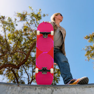 Helles rosa Orange Circle Design Skateboard