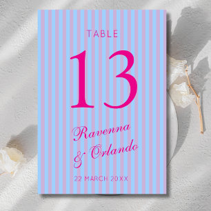 Helles Rosa Retro Blau Rosa Streifen Hochzeit Tischnummer