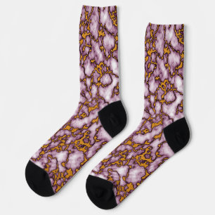 Helles Rosa- und Gold-Marmor-Design Socken