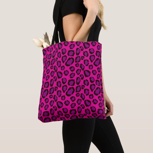 Helles Rosa und Lila Leopardenprint-Muster Tasche (Von Nahem)