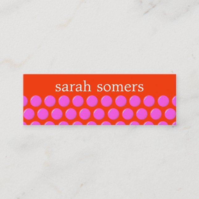 Helles Rosa und Orange Polka Dots Beauty Salon Mini Visitenkarte (Vorderseite)
