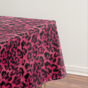 Helles Rosa und schwarzer Leopard mit Flecken Tischdecke