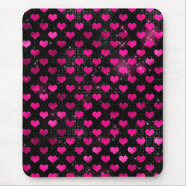Helles rosa und schwarzes Glam Herz Muster Mousepad
