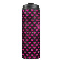 Helles rosa und schwarzes Glam Herz Muster