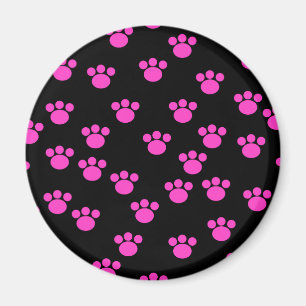 Helles rosa und schwarzes Tatzen-Druck-Muster Magnet