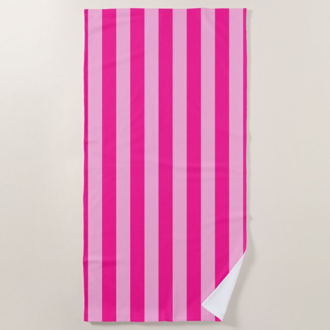 Helles Rosa und tiefrosa Streifen Strandtuch (Vorderseite)