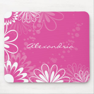 Helles rosa und weißes BlumenMousepad Mousepad