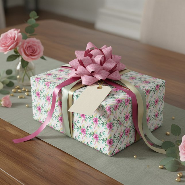 Helles rosa Wasserfarben-Blumenmuster Geschenkpapier (Von Creator hochgeladen)