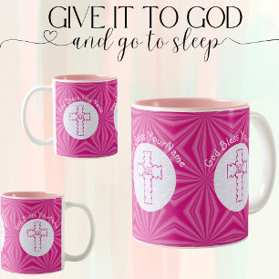 Helles Rosa Zick-Zack-Kreuz Weißes Hellrosa Persön Zweifarbige Tasse