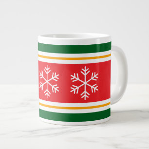 Helles Rot Gelb Weiß Grüne Streifen Schneeflocken Jumbo-Tasse