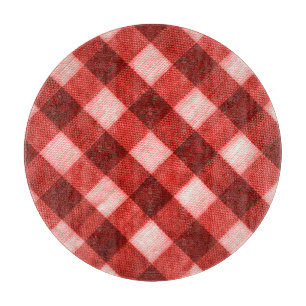 Helles Rot Gingham: Nahaufnahme Textur. Schneidebrett