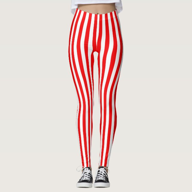 Helles Rot striped Leggings (Vorderseite)