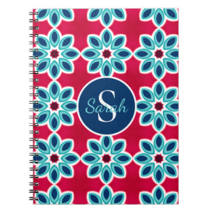 Helles Rot und Blau Moderne Geometrische Personali Notizblock