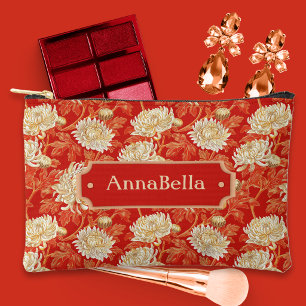 Helles Rot und Creme Chrysantheme Zubehörtasche