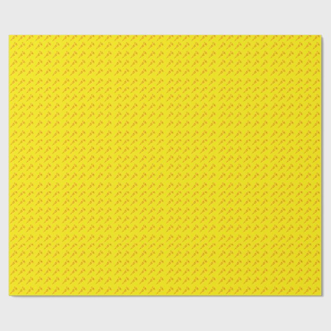 Helles Rot und Gelb Floral  Geschenkpapier (Flach)