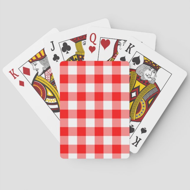 Helles Rot-Weiß-Gingham-Muster Spielkarten (Rückseite)