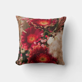 Helles Rotes Blumenwirbel Kissen