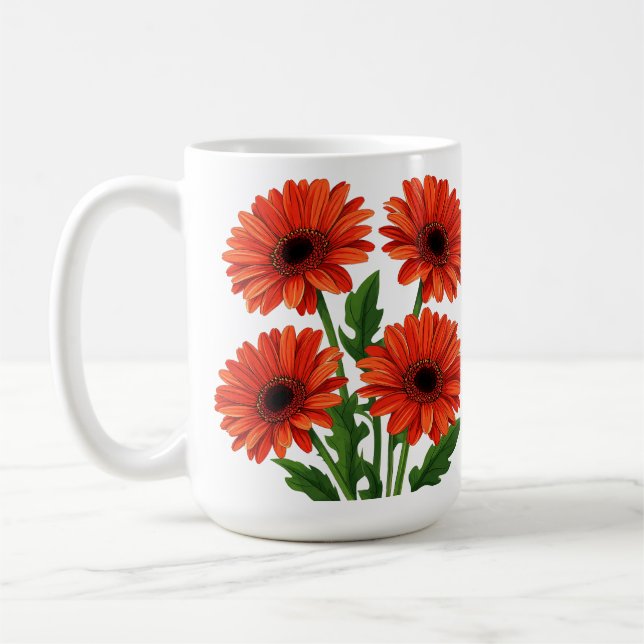 Helles rotes Gerbera-Daisy-Blumenstrauß Kaffeetasse (Links)
