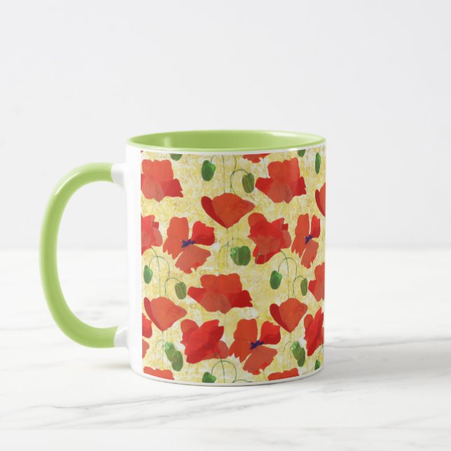 Helles rotes Muster auf Cornfield Gelb Tasse (Links)