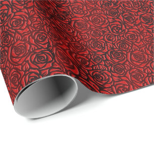 Helles rotes Rosenmuster Geschenkpapier