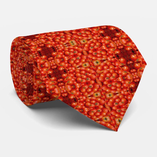 Helles rotes Tomatenmuster Muster, Neck Tie Krawatte (Gerollt)